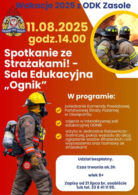 Spotkanie ze Strażakami! –  Sala Edukacyjna „Ognik”