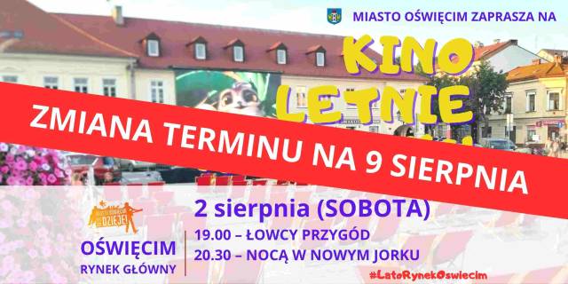 Kino Letnie na Rynku - ZMIANA TERMINU z 2.08. na 9.08