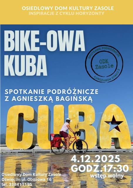 „Bike-owa Kuba” – spotkanie podróżnicze z Agnieszką Bagińską