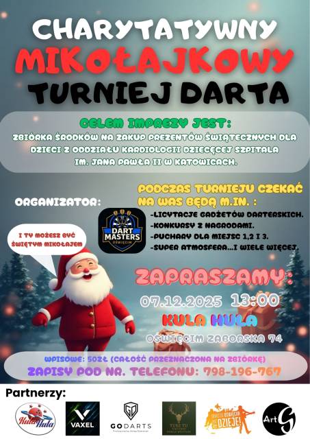 Mikołajkowy Charytatywny turniej darta.