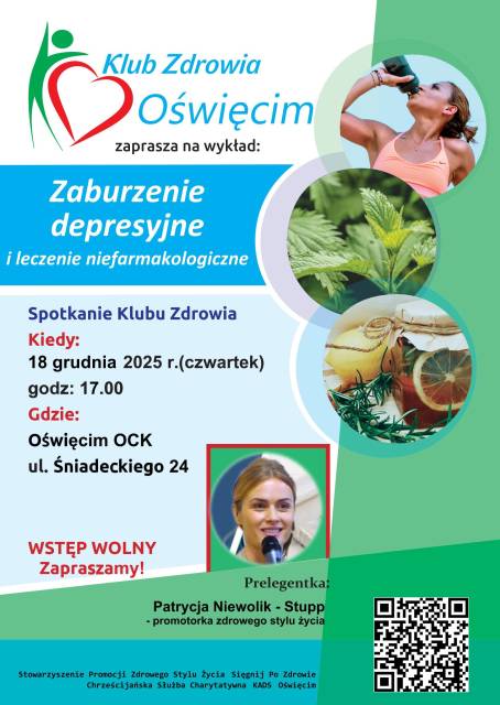 „Zaburzenie depresyjne i leczenie niefarmakologiczne” – spotkanie Klubu Zdrowia z Patrycją Niewolik-Stupp