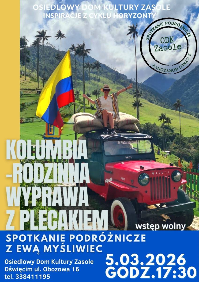 Spotkanie podróżnicze z Ewą Myśliwiec „Kolumbia – rodzinna wyprawa z plecakami”