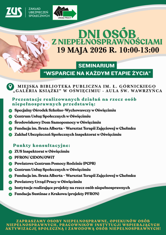 Dni Osób z Niepełnosprawnościami - Seminarium "Wsparcie na każdym etapie życia"