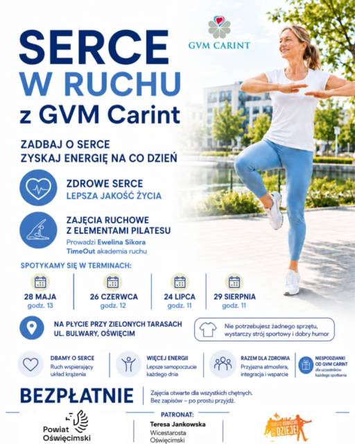 Serce w ruchu z GVM Carint przy Zielonych Tarasach. Bezpłatnie