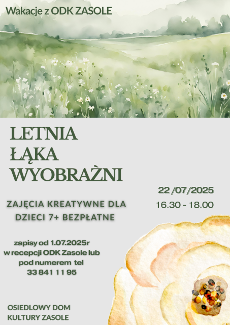 „Letnia Łąka Wyobraźni” zajęcia kreatywne dla dzieci 7+